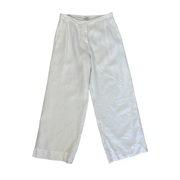 J.Jill Linen Wide Leg Pants Ivory Size 12P Minimalist Classic Casual Chic - Picture 1 of 13
